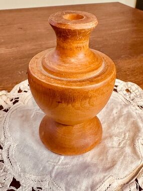 Handturned Wooden Bud Vase - Natural Brown